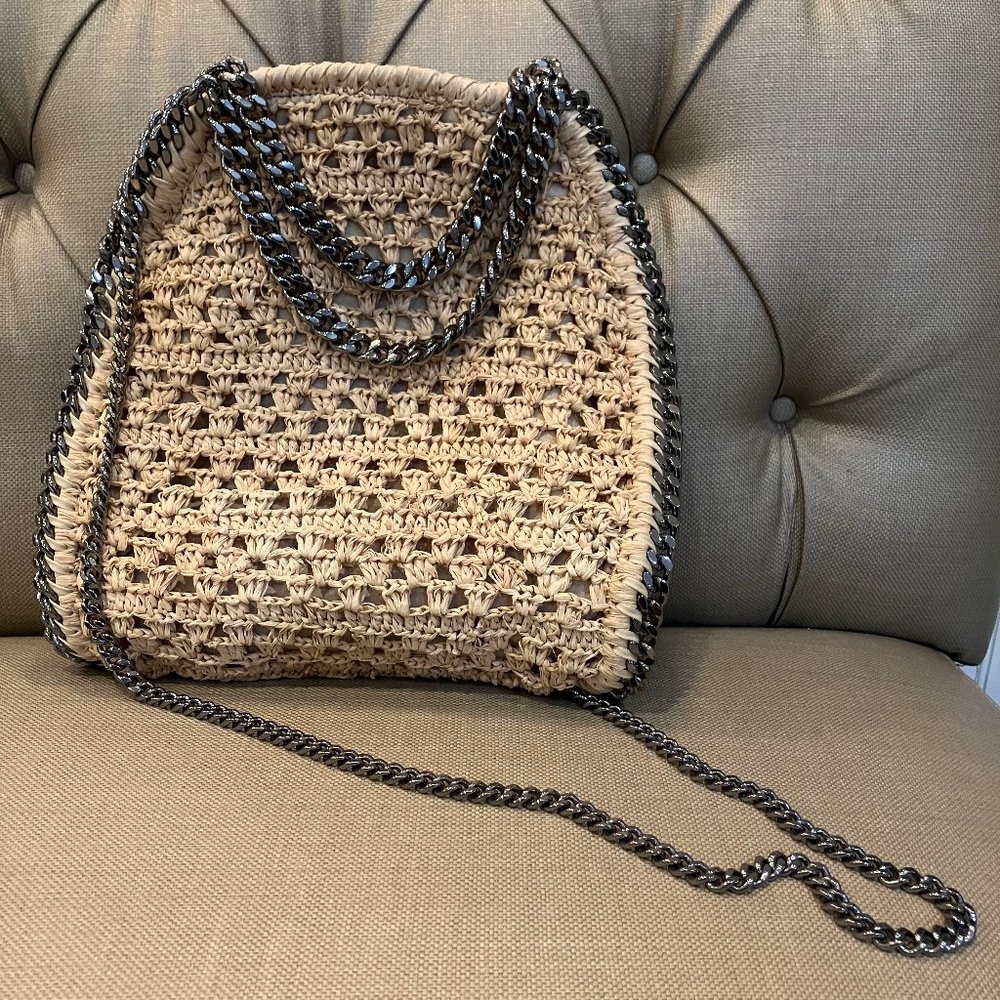 Stella McCartney Mini Woven Rafia Shoulder Bag - Light Sand
